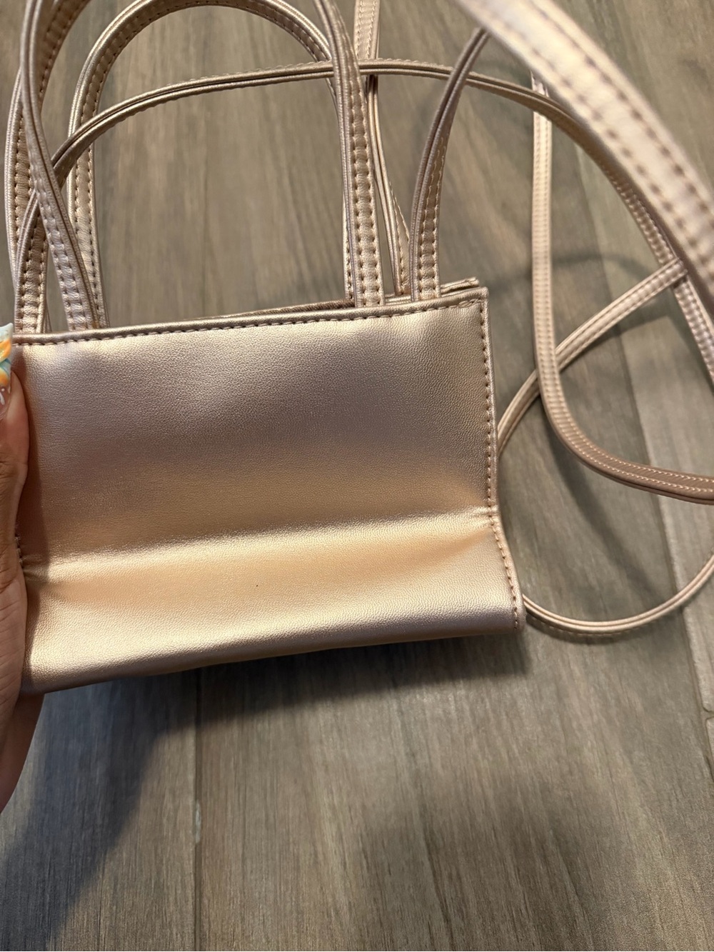 Telfar Metallic Rose Gold Mini Crossbody Tote - Picture 2 of 5